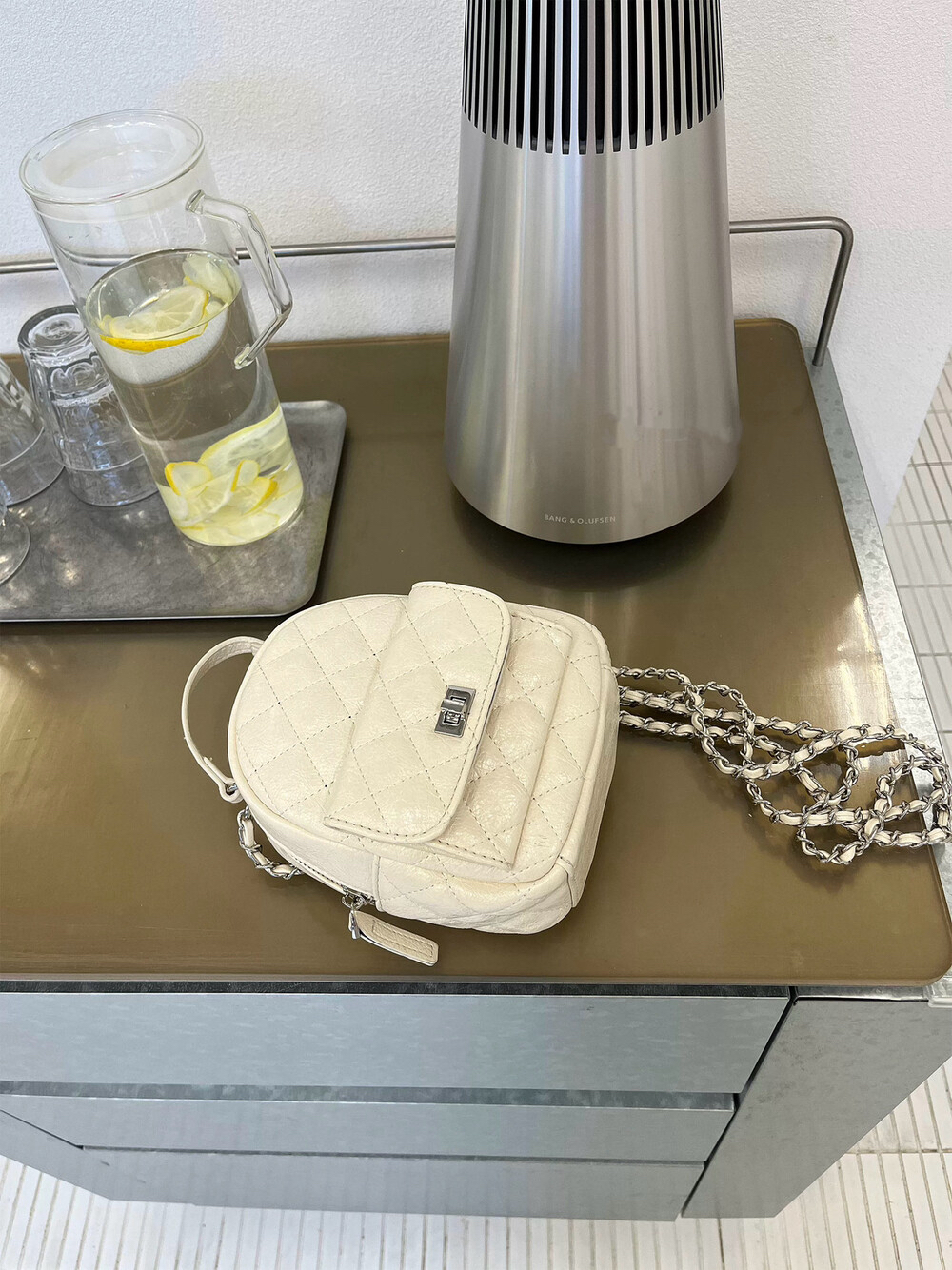 Store Faded Elegant Quilted Mini Backpack - Classic Chain Strap Shoulder Bag - Faded