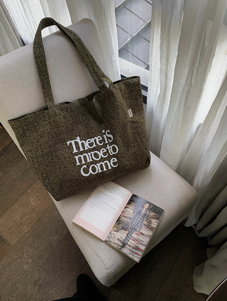 Store Faded Retro Dark Green Leopard Canvas Tote - Oversized Slouchy Shoulder Bag - Faded