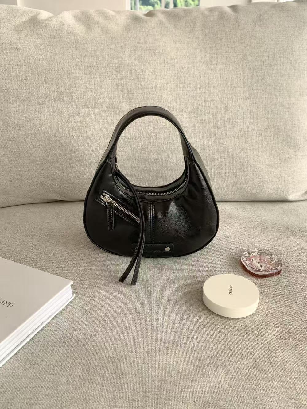 Store Faded Crescent Hobo Bag for Women - Trendy Half Moon Underarm Bag, 2026 Spring Collection - Faded